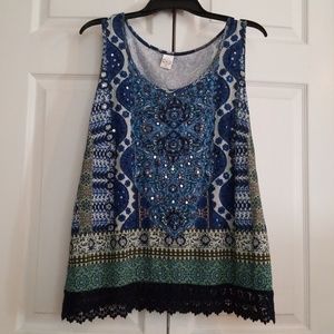Bali Sequined, Beaded,  and Embroidered Tank Top